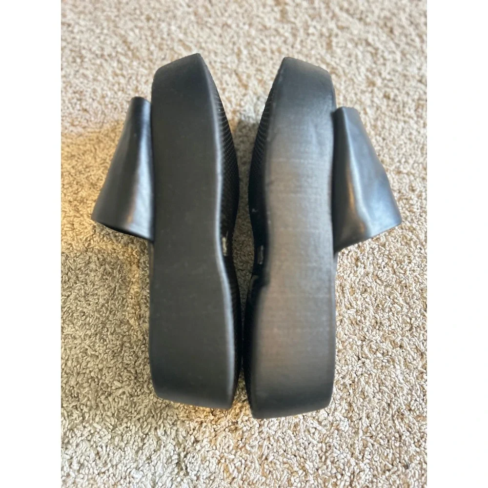 Y2k 90s Black‎ Platform Slide Sandals Chunky Flatform Minimalist Size 6.5